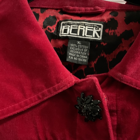 Vintage Berek Red Velvet Jacket, XL - Picture 2 of 6